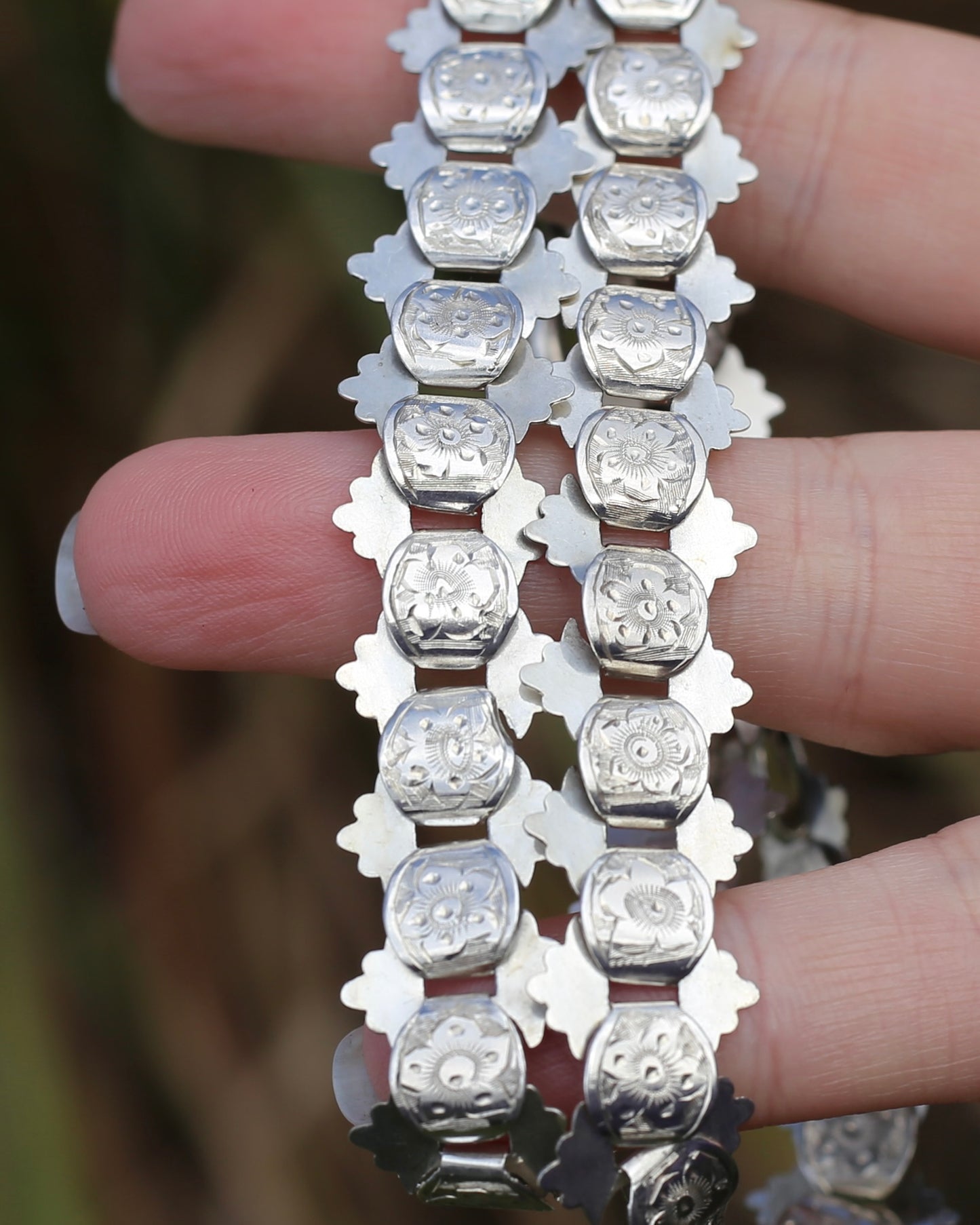 Antique Victorian Floral Book Chain, Silver, 45cm or 7.75 inches, 22.43g