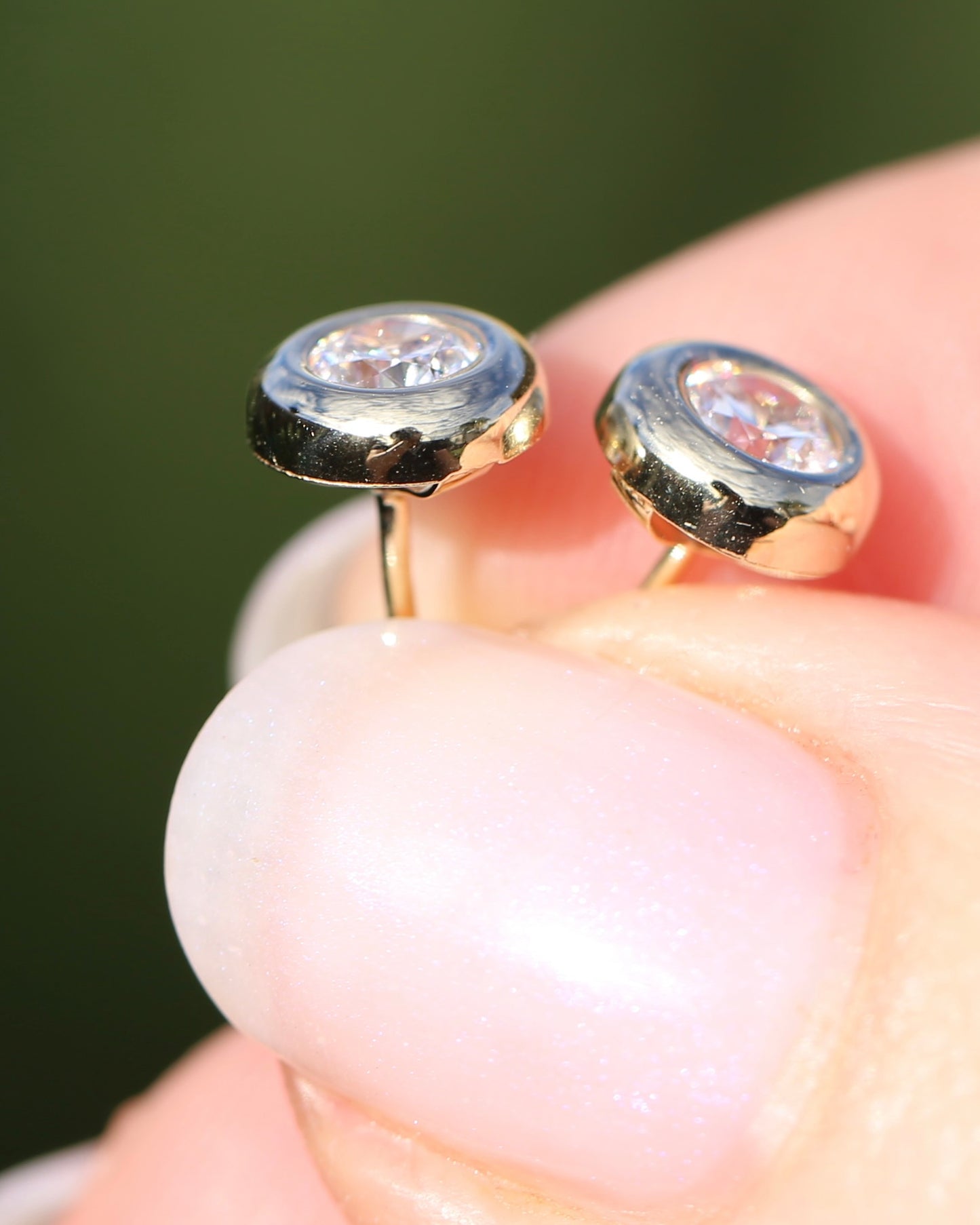 7mm Round Gold Bezel Set Studs, 9ct Yellow Gold, 0.65g