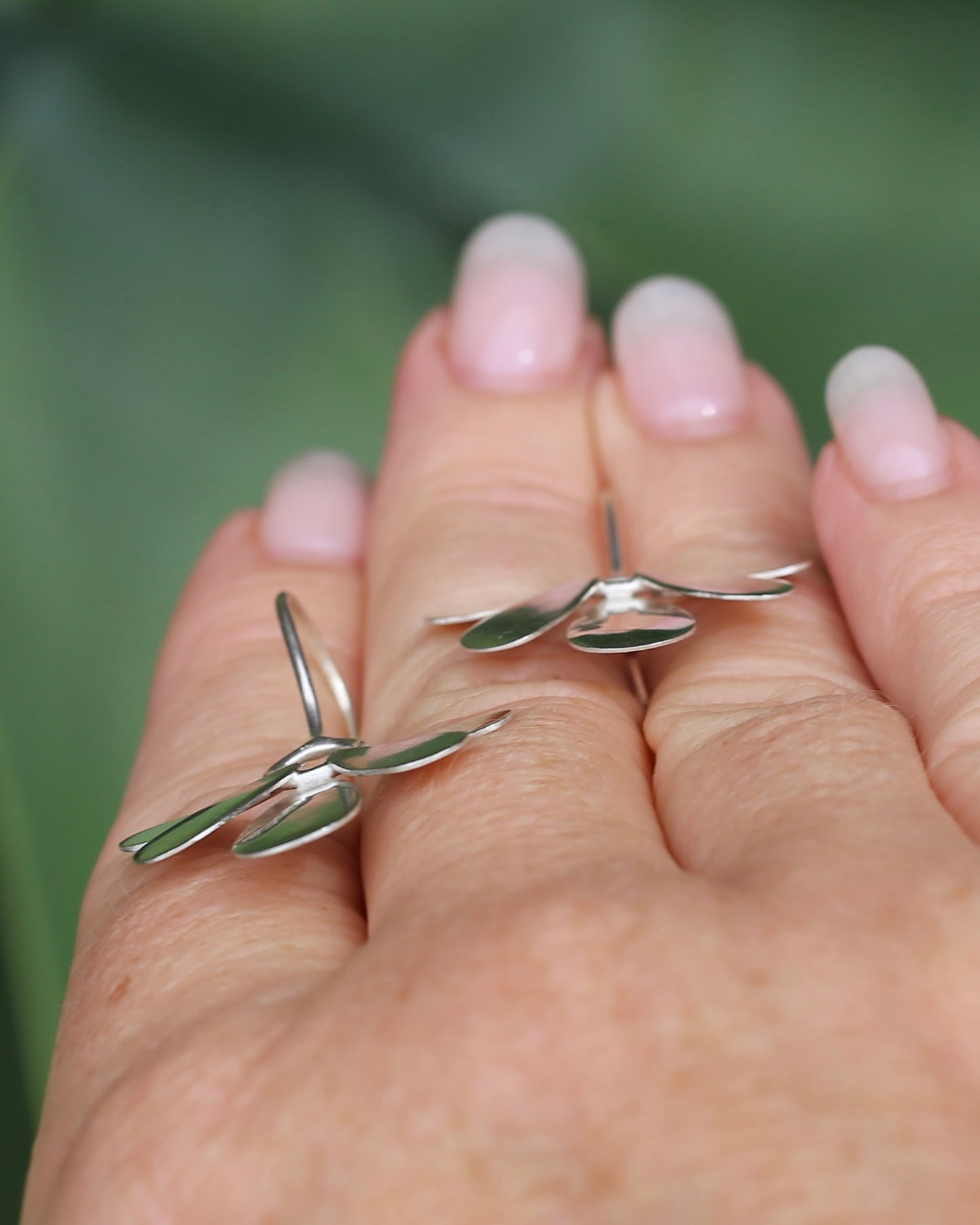 Hand Made Floral Inspired Earring Wires, Sterling Silver, 3.83g