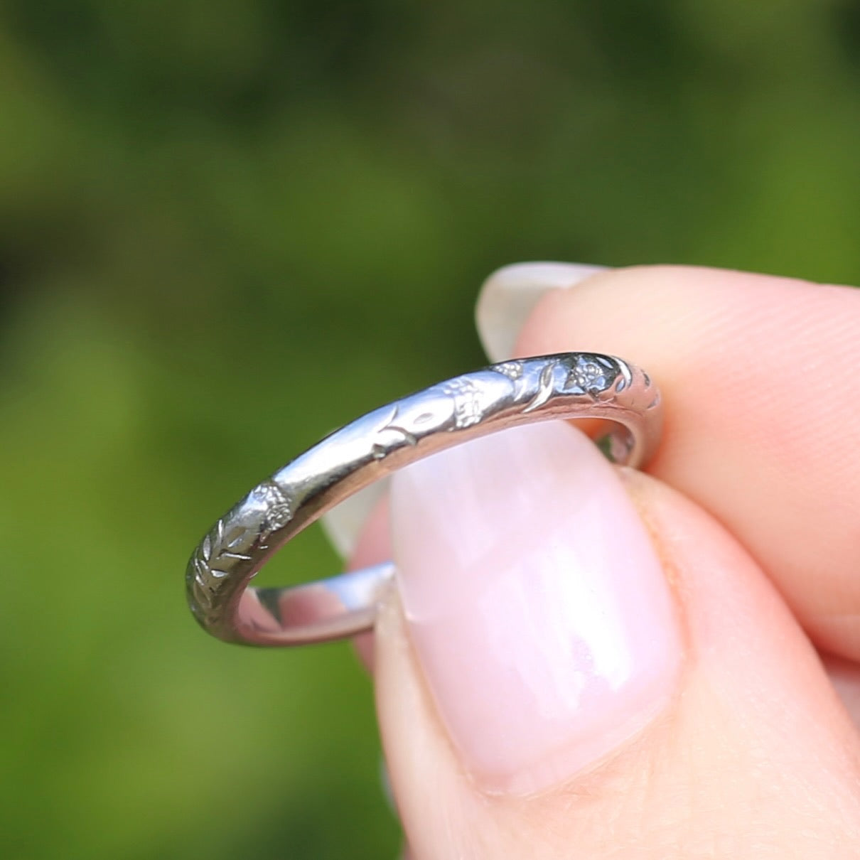 1940s Palladium Orange Blossom Wedding Ring, Palladium, size R1/2 or 9