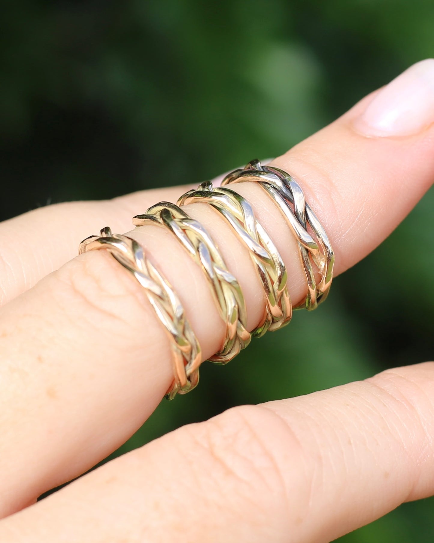 Reclaimed 9ct Yellow Gold Plaited Band, size N or 6.75