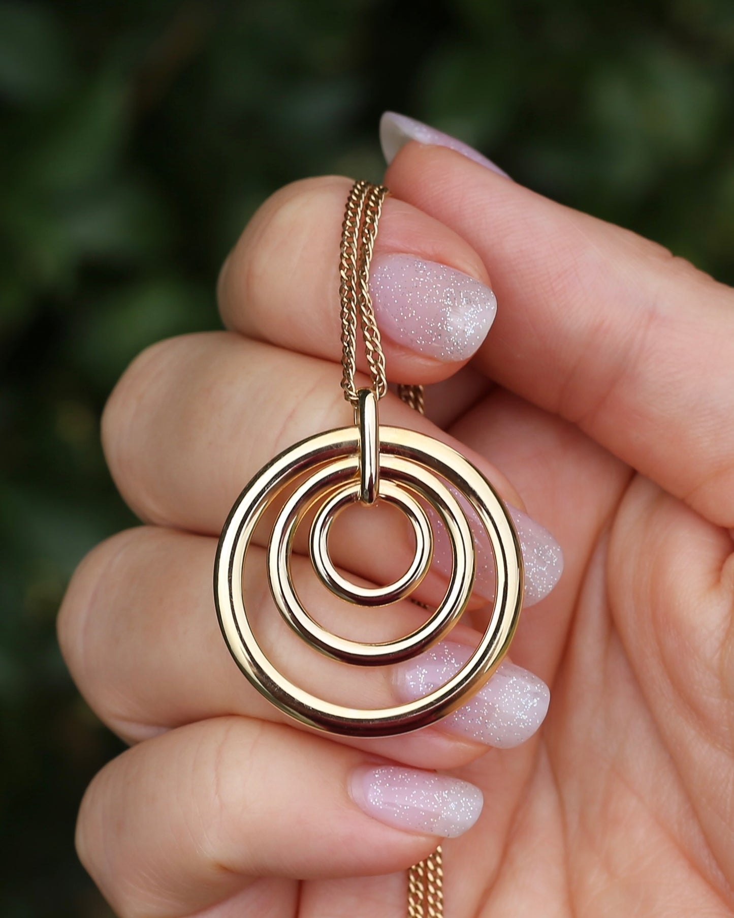 Italian Made Triple Eternal Ring Pendant, 9ct Yellow Gold, 2.24g