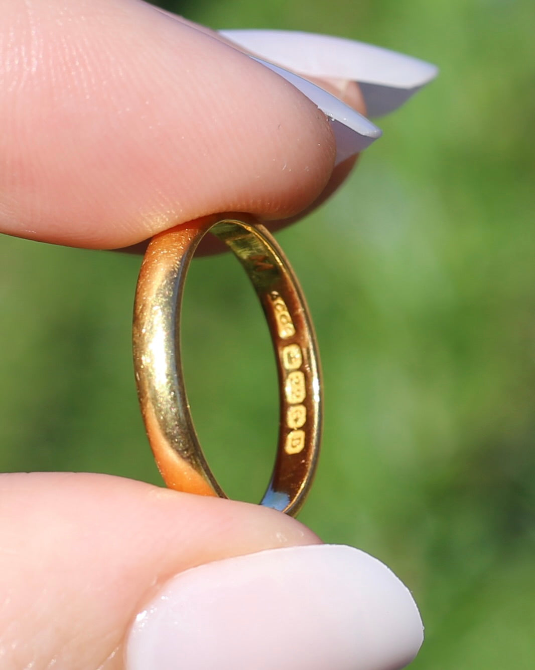 1928 Birmingham Made 22ct 3mm Wedder, 22ct Yellow Gold, size N1/2 or just over 6.75, 3.81g