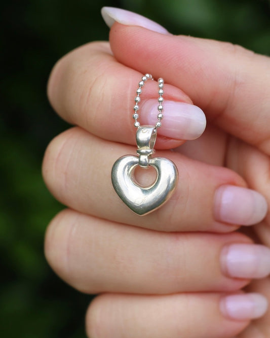 Vintage Italian Made Sterling Silver Heart Pendant, 6.44g