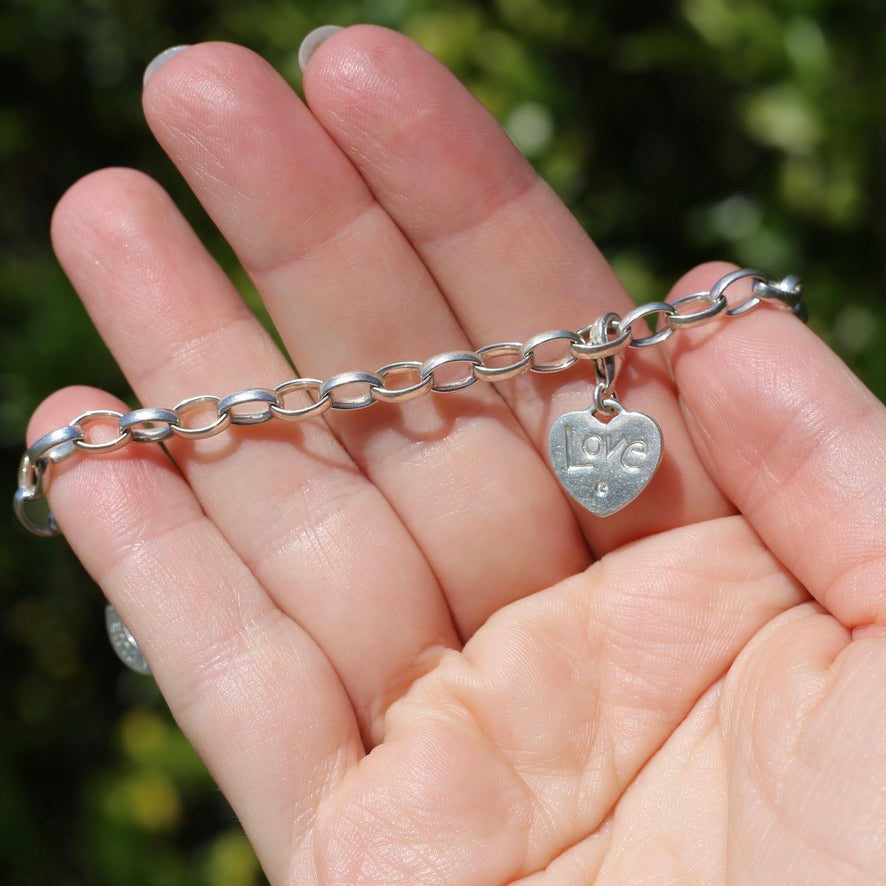 Delicate Thomas Sabo Charm Bracelet with Love Heart Charm, Sterling Silver