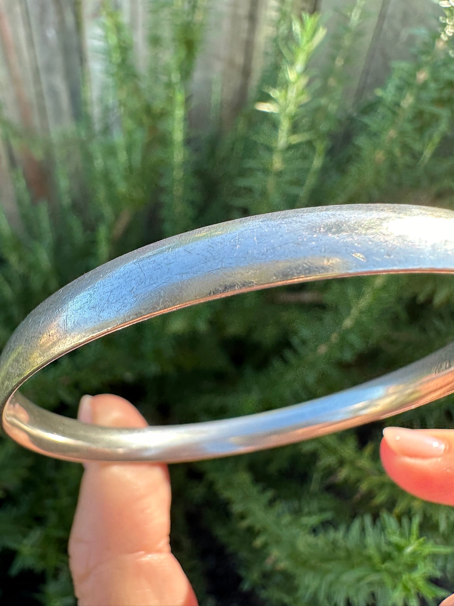 Vintage New Zealand Half round 6.75mm Silver Bangle 66mm internal diameter, 28.3g