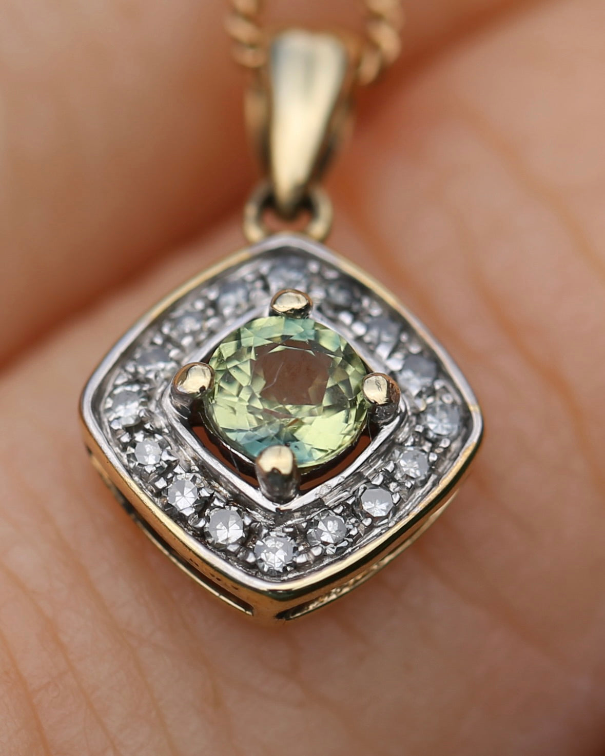 0.45ct Parti and Diamond Pendant, 9ct Yellow and White Gold, 0.9g