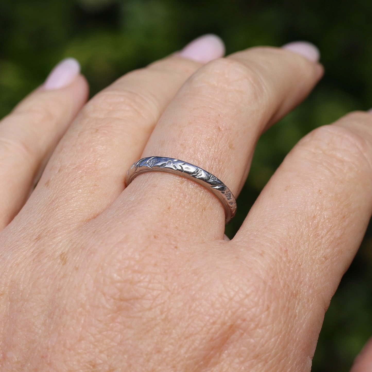 1940s Palladium Orange Blossom Wedding Ring, Palladium, size R1/2 or 9