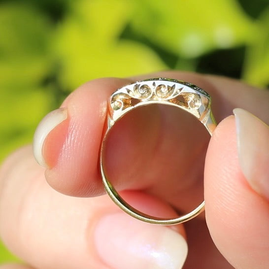 1930s Old Cut 5 Stone Diamond Ring, Platinum and 18ct Yellow Gold, size L or 5.75