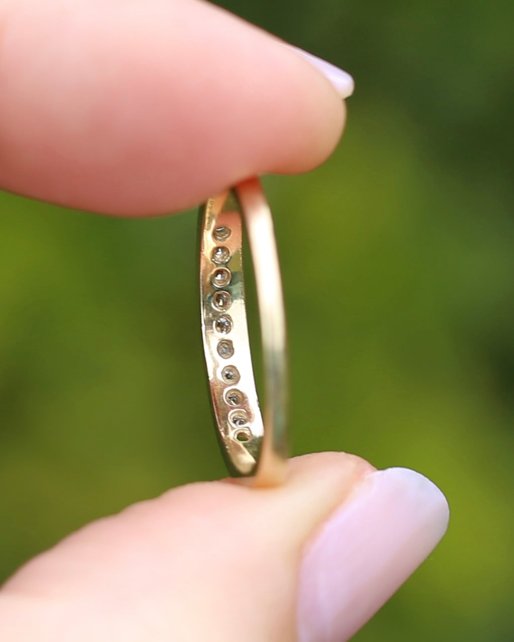0.2ct Channel Set Natural Diamond Band, 9ct Yellow Gold, size P or just over 7.5, 1.78g