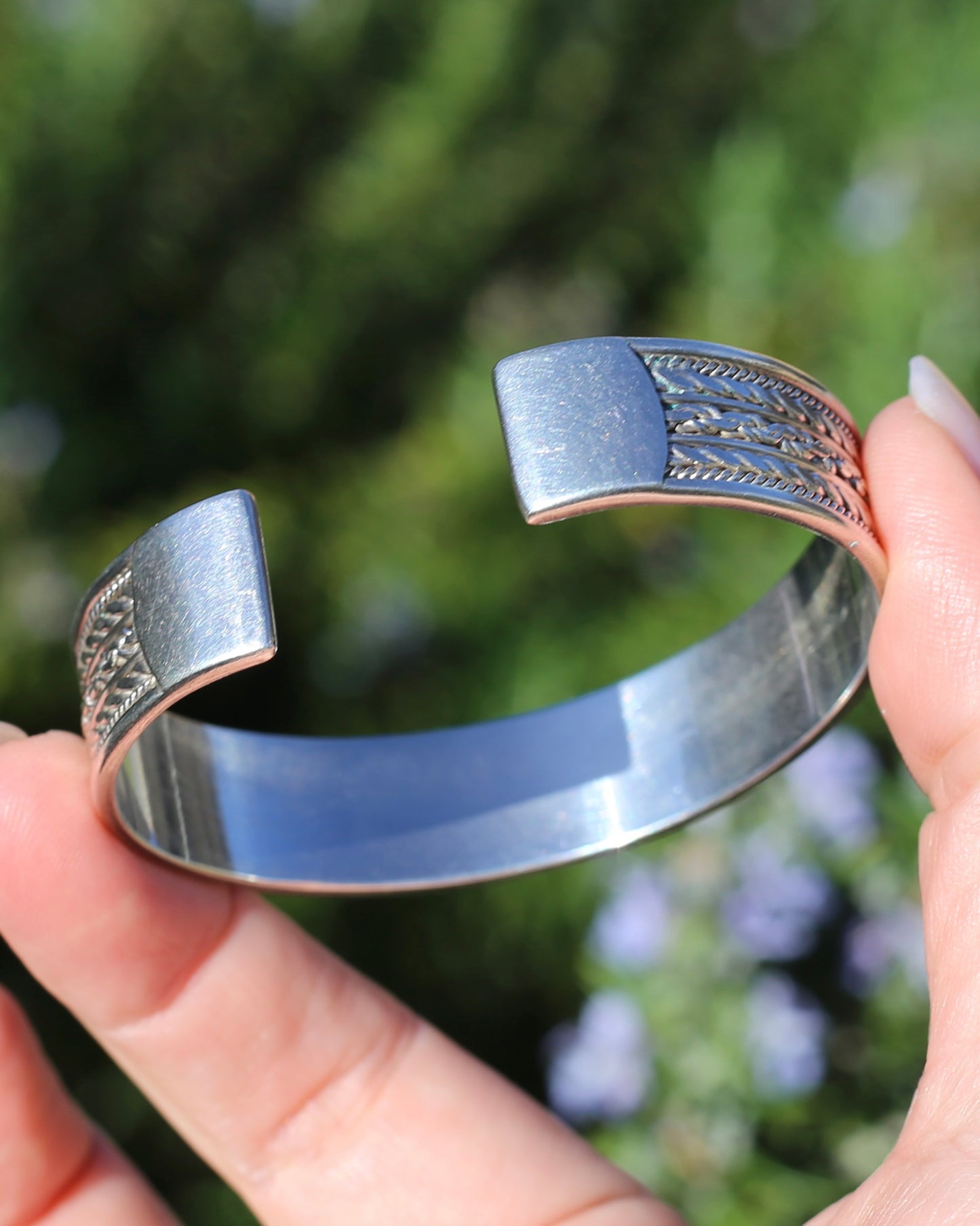 Gorgeous Twisted Rope Sectioned Cuff Bangle, Sterling Silver, sizeable, 31.25g