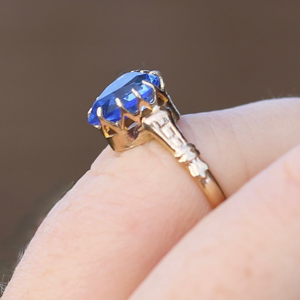 Antique Heart Paste Ring, 9ct Gold, size M or 6.25