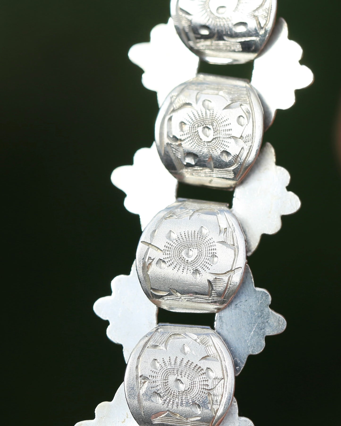 Antique Victorian Floral Book Chain, Silver, 45cm or 7.75 inches, 22.43g