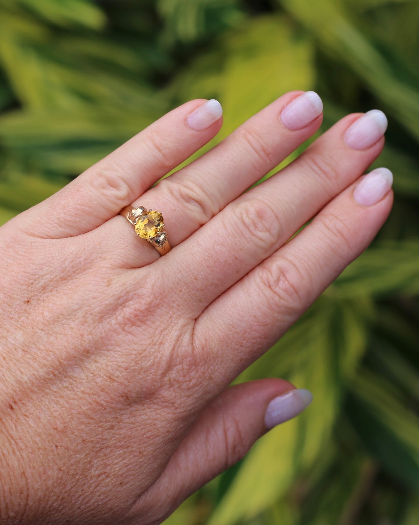 Vintage Hand Cut Oval Citrine Ring, 9ct Yellow Gold, size P or 7.5