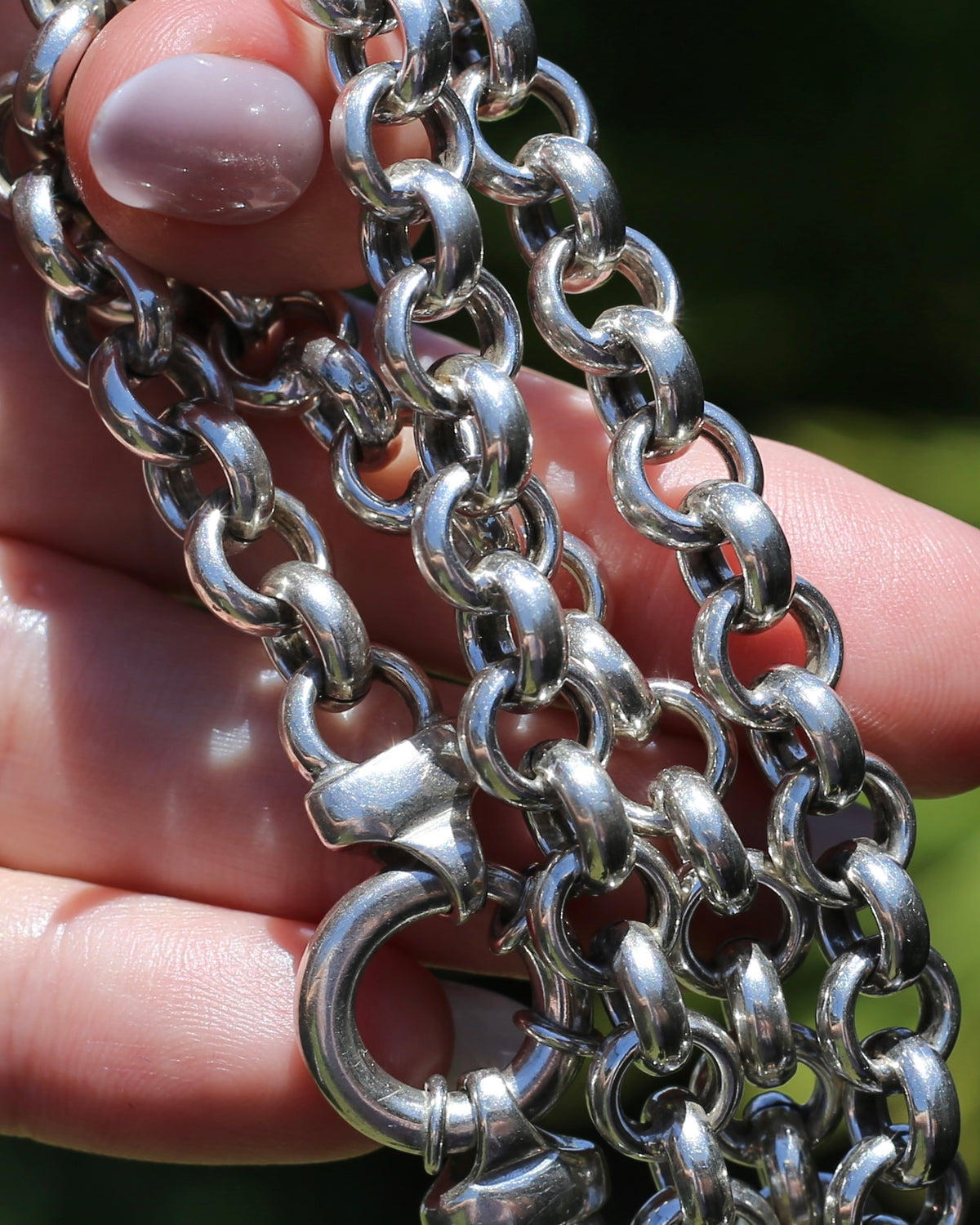 Fabulous Italian Made Semi Hollow Silver Cable Chain with Large Bolt Clasp, 40.4g, 45.75cm or 18 inches
