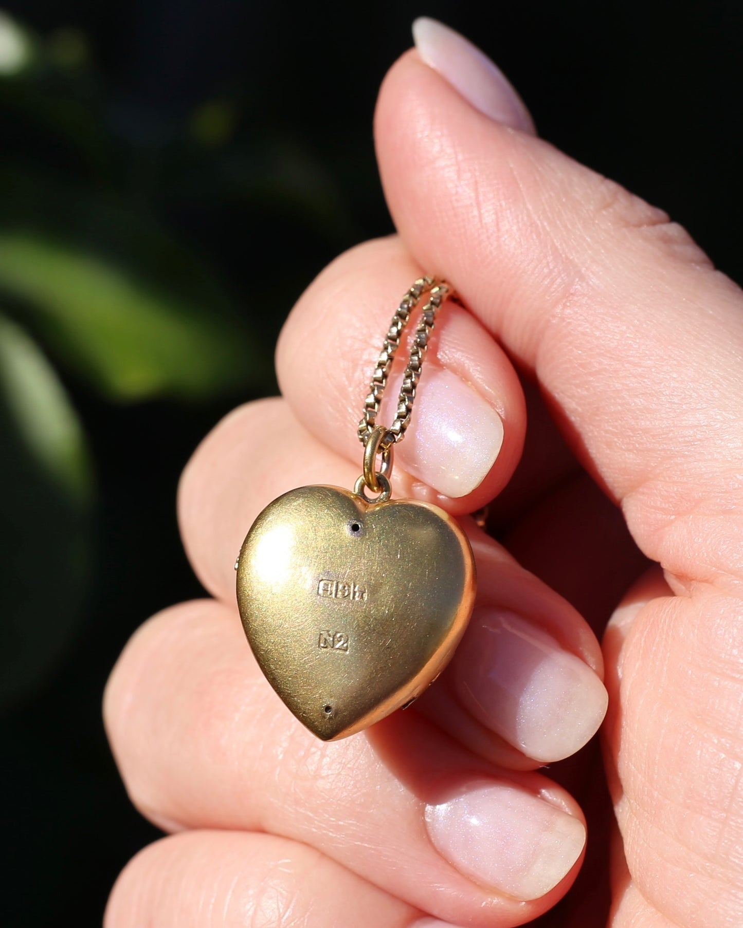 Early Australian Aronson & Co Puffy Heart set Pendant with Pearl and Green Gems, 9ct Yellow Gold, 2.59g