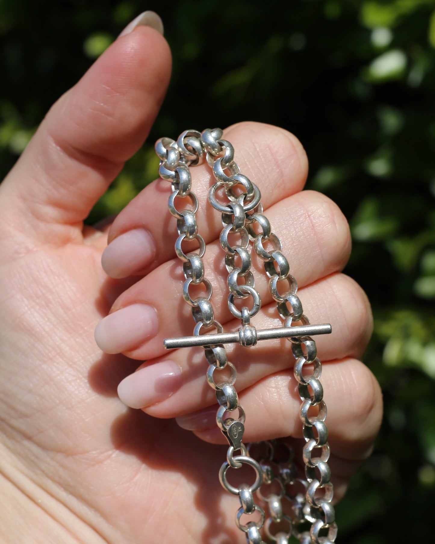 Over the Head 65cm New Zealand Made Silver Belcher Chain with Moving T-bar, 51.5g