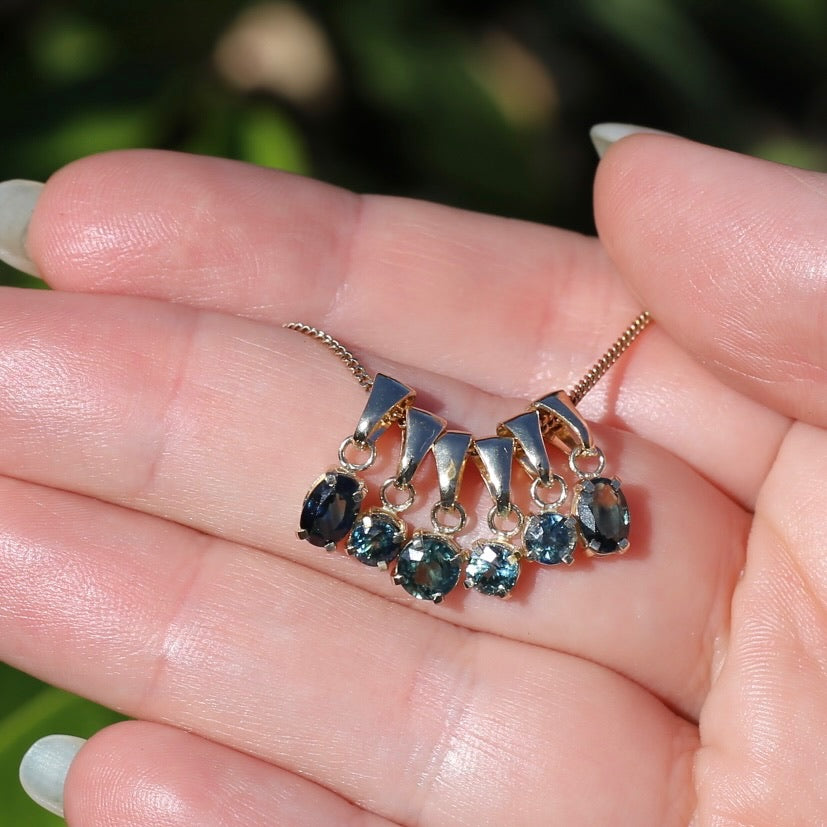 Parti pendants, 4 claw, 9ct yellow gold