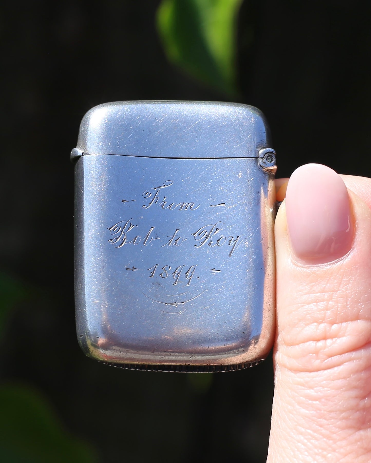 Antique 1896 Vesta Case featuring Enamel Sailor Girl, Sterling Silver, 39g