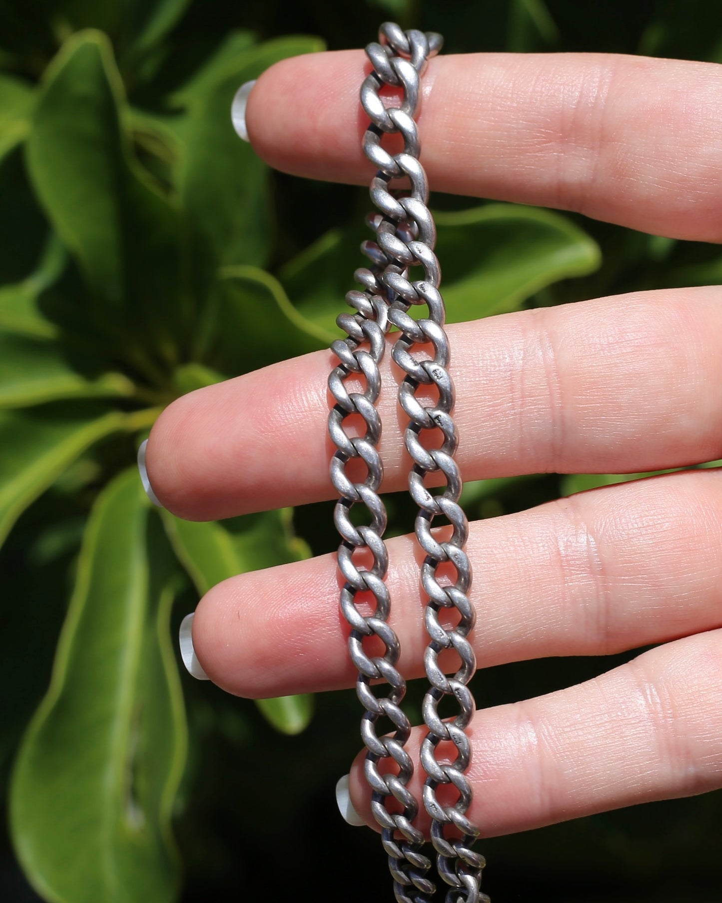 Vintique Uk Made Graduated Curb Sterling Silver Single Watch Chain with Albert Swivel, 34cm or 13.5 inches, 25.9g