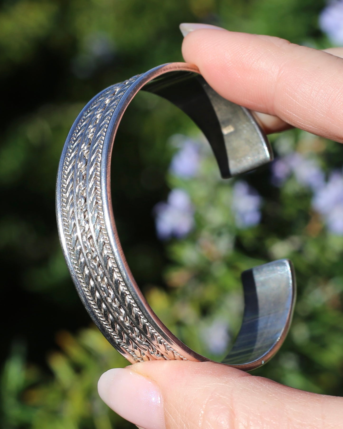 Gorgeous Twisted Rope Sectioned Cuff Bangle, Sterling Silver, sizeable, 31.25g