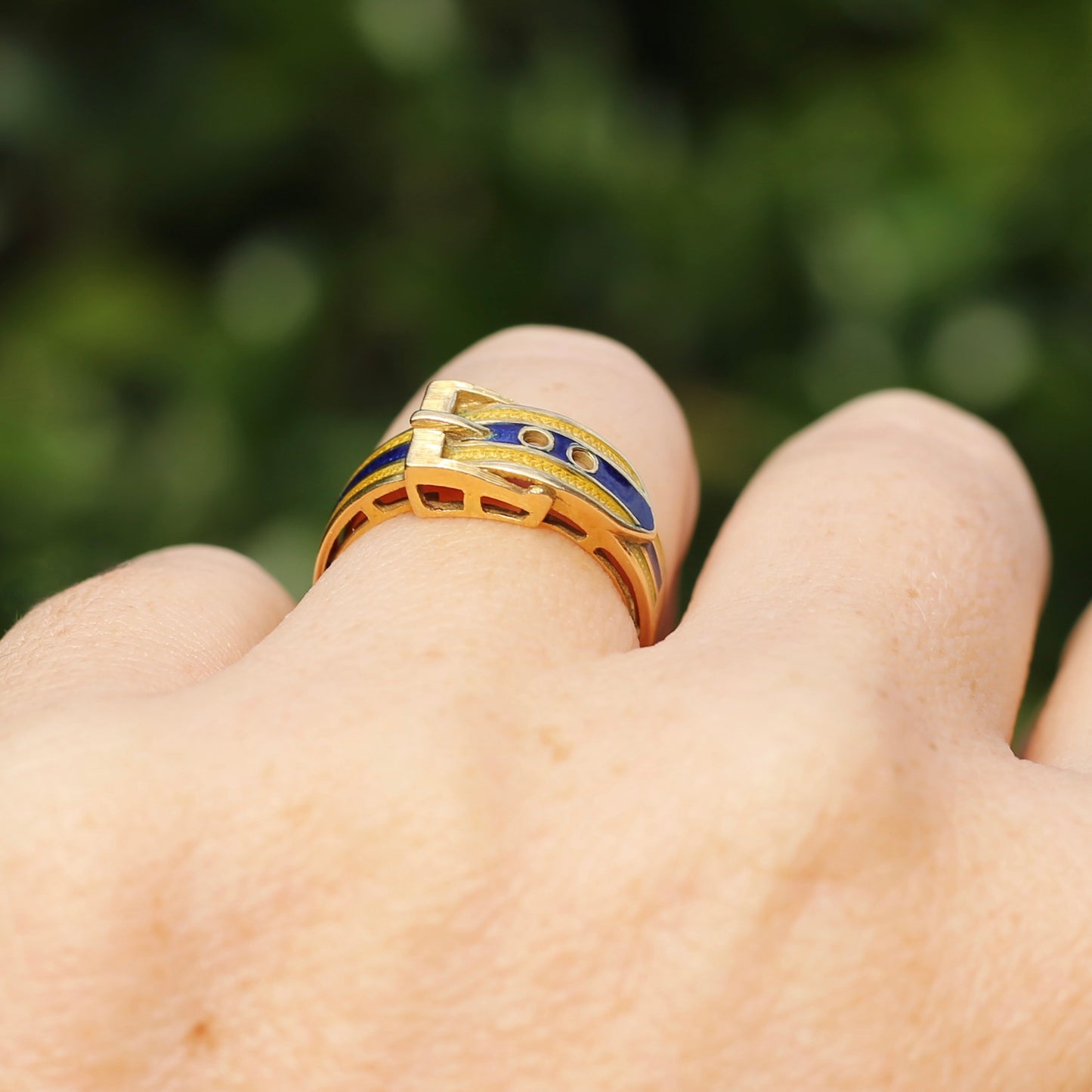 Victorian Enamel Buckle Ring size N1/2 or 7