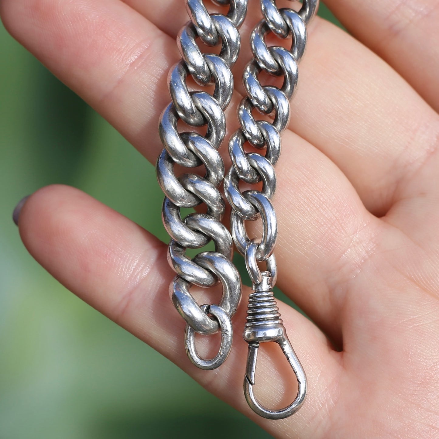 Vintage Silver Graduated Curb Chain Bracelet or Extender, 44.7g, 8 inches or just over 20cm