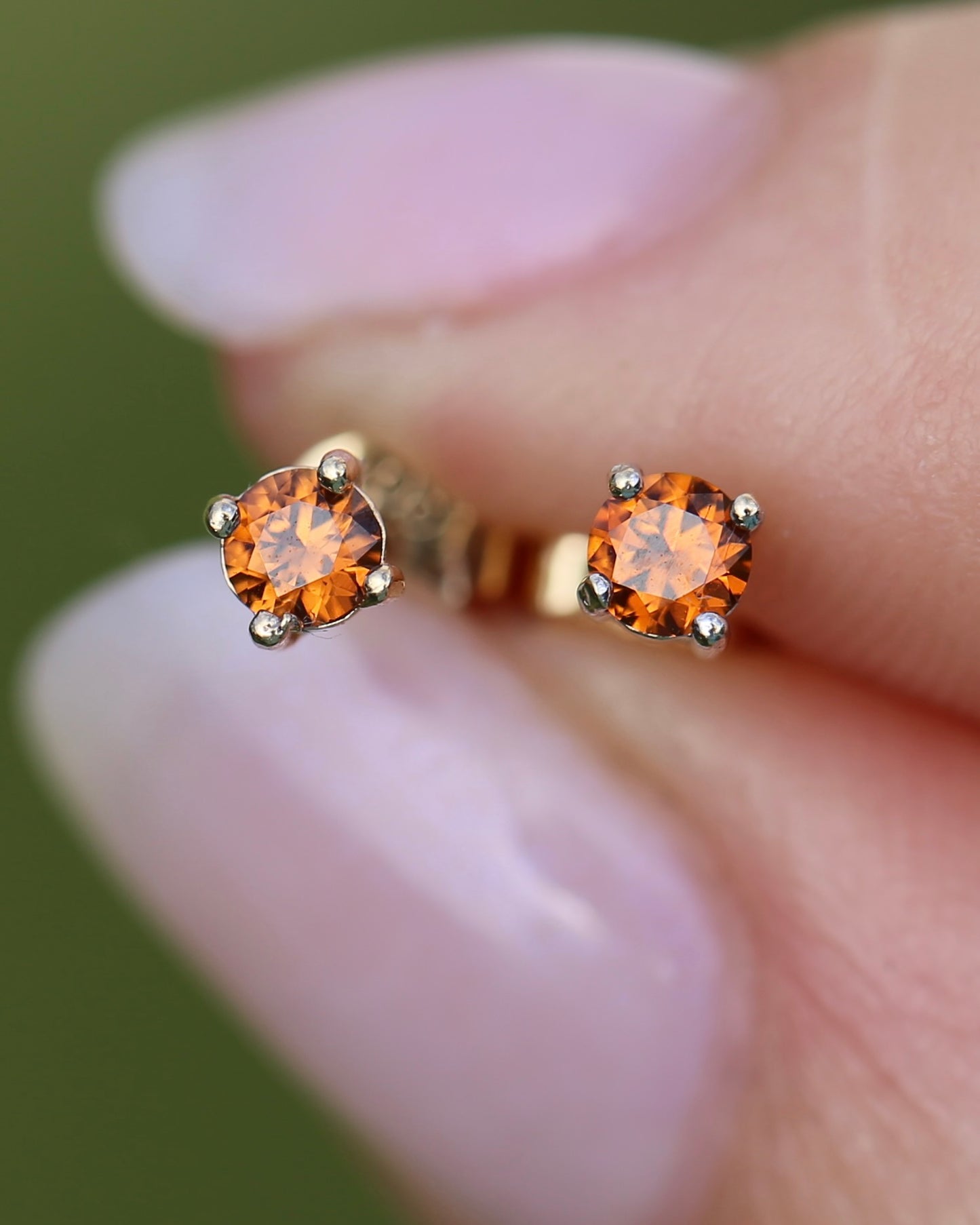 0.3ct Vibrant Burnt Orange Australian Zircon Studs, 9ct Yellow Gold, 0.48g