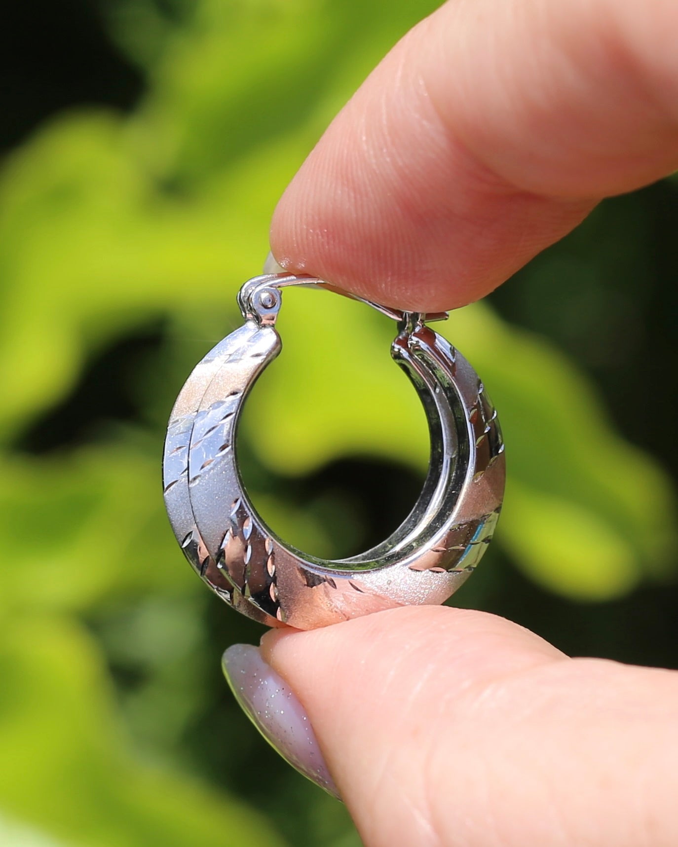 Silver and 10% Gold Hoops, Sterling Silver, Rose and White Gold, 22mm, 1.69g