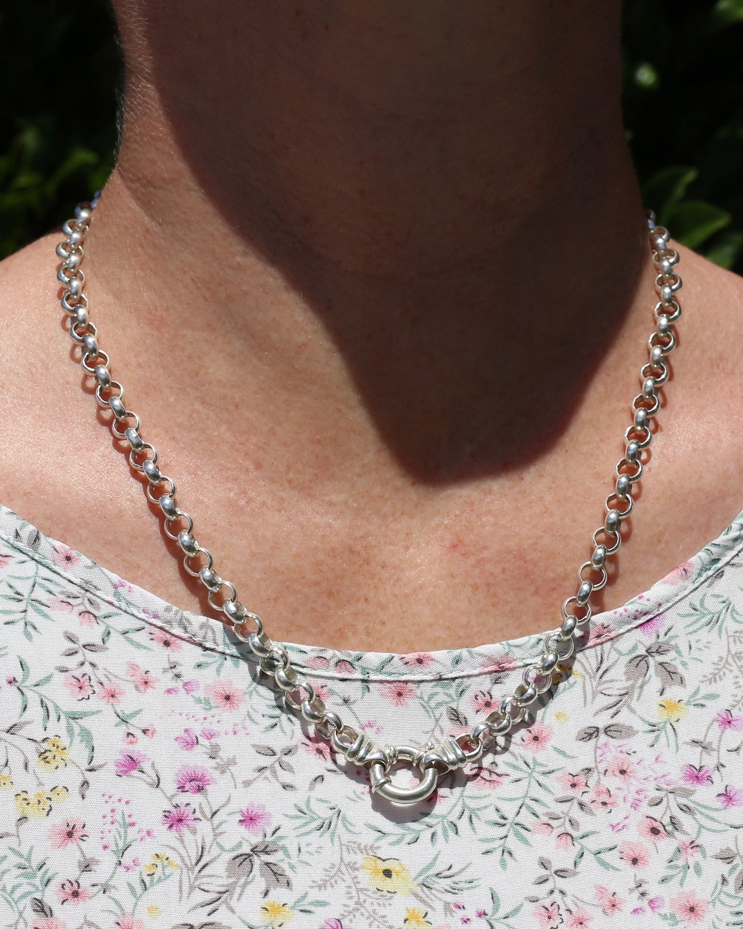 Chunky Silver Belcher Chain With Italian Bolt Clasp and large finals, 41.4g, 52cm