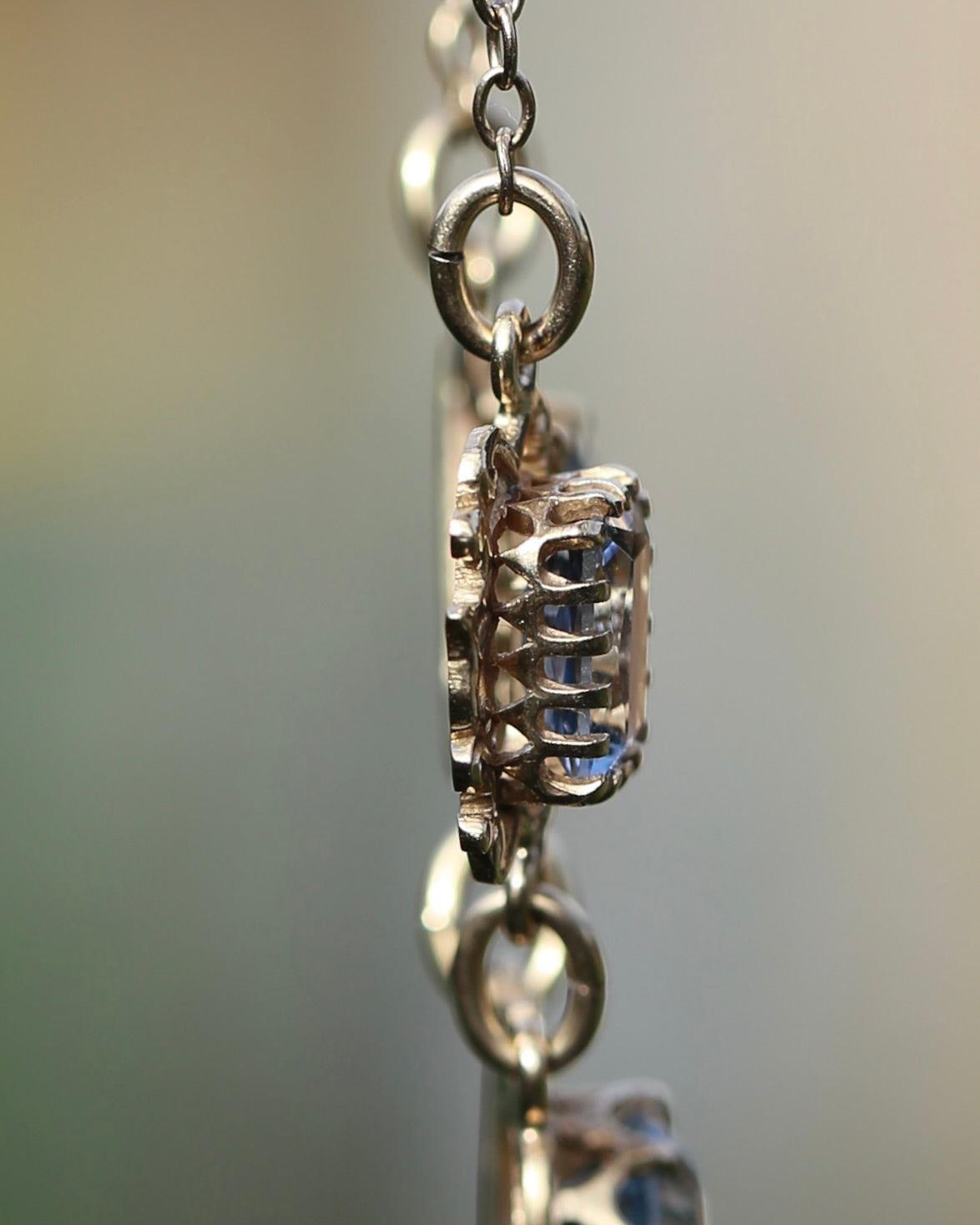 Vinitique Blue Spinel Necklace, 9ct Yellow and Old Rosey Gold, 42cm or 16.5 inches, 9.56g