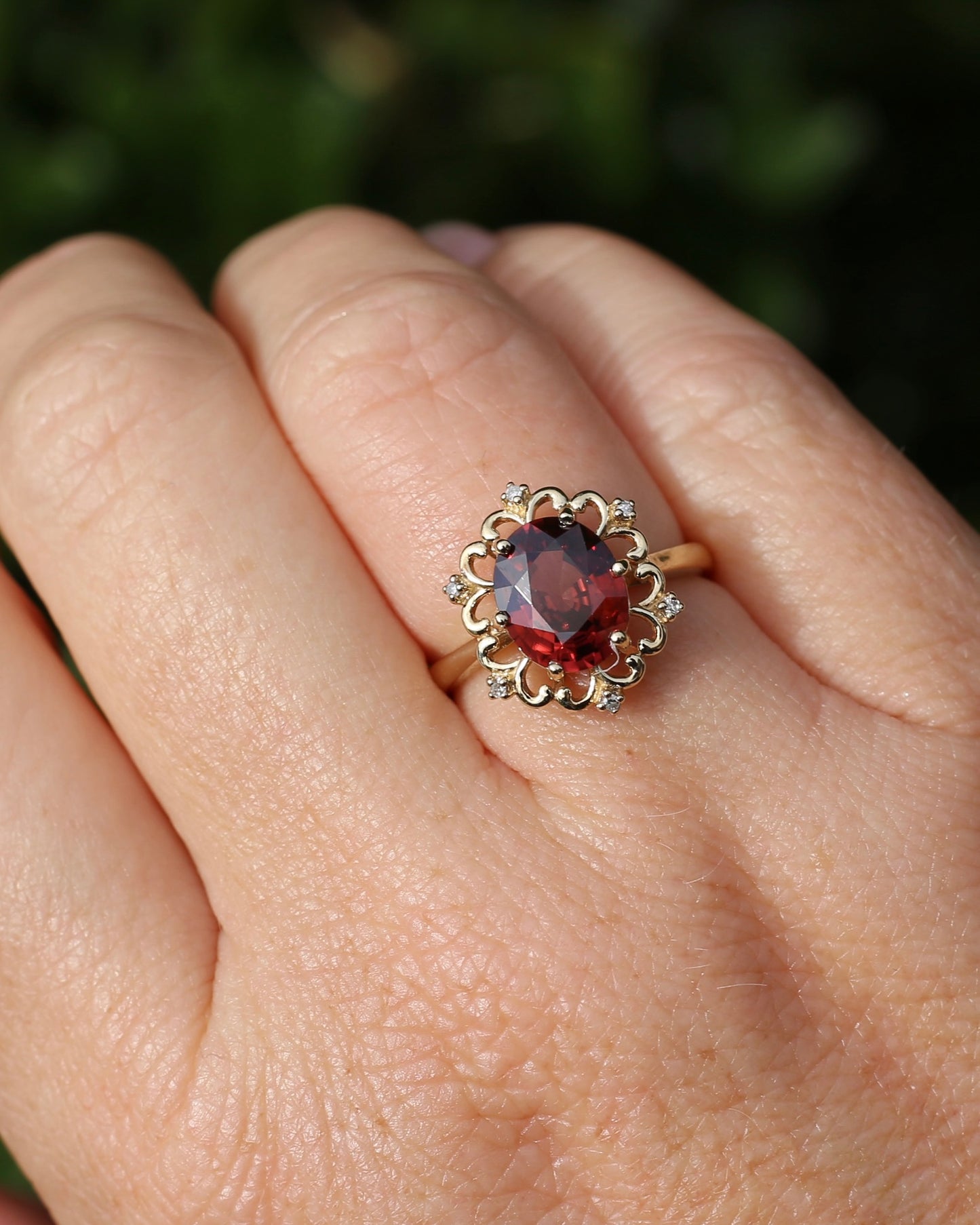 Vintage 3.48ct Natural Zircon and Diamond Ring, 9ct Yellow Gold , size O or 7.25 with valuation