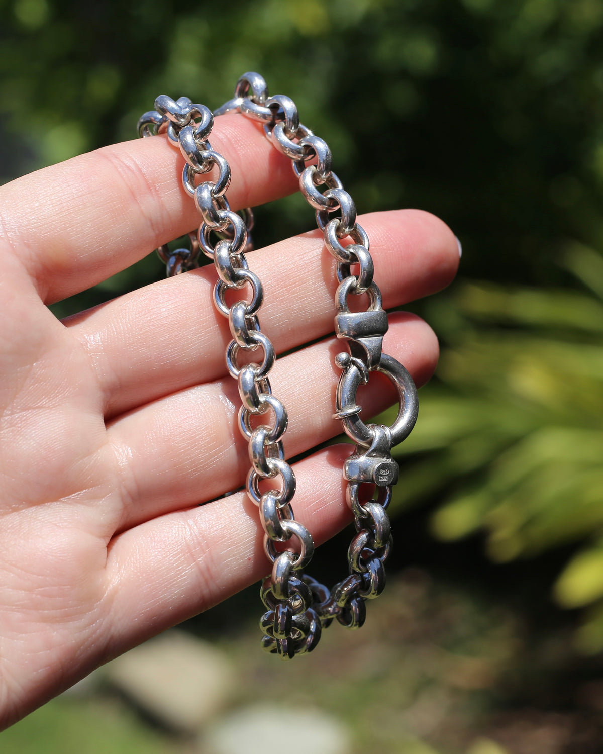 Fabulous Italian Made Semi Hollow Silver Cable Chain with Large Bolt Clasp, 40.4g, 45.75cm or 18 inches