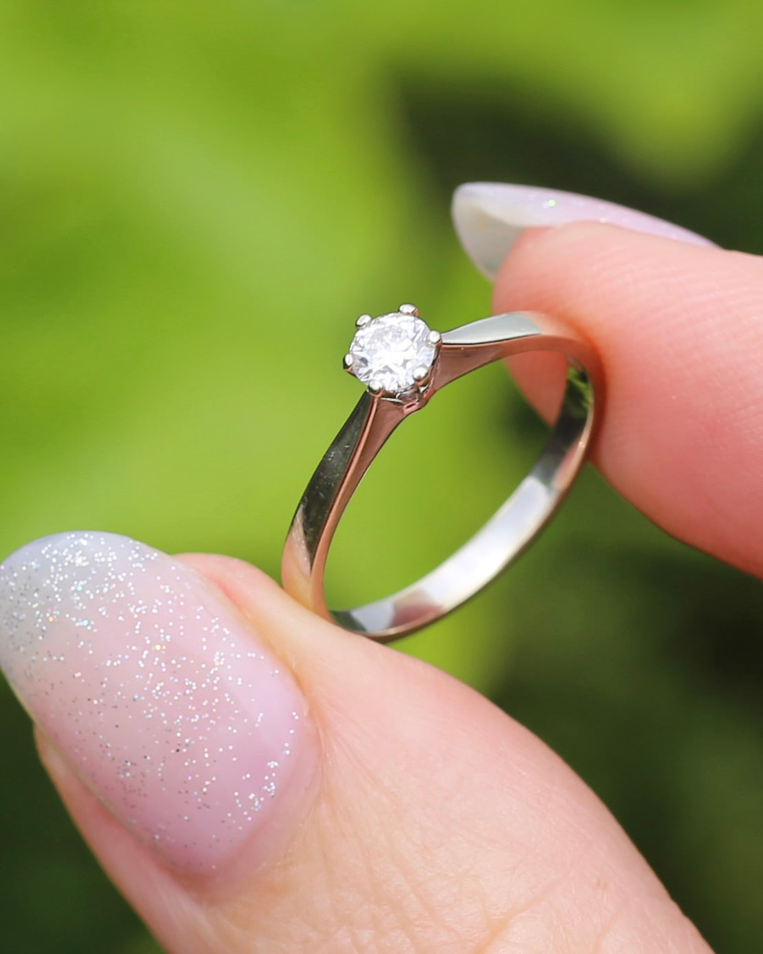 0.25ct Natural Diamond Solitaire, 18ct White Gold, 6 Claw, size L or 5.75, 2.09g