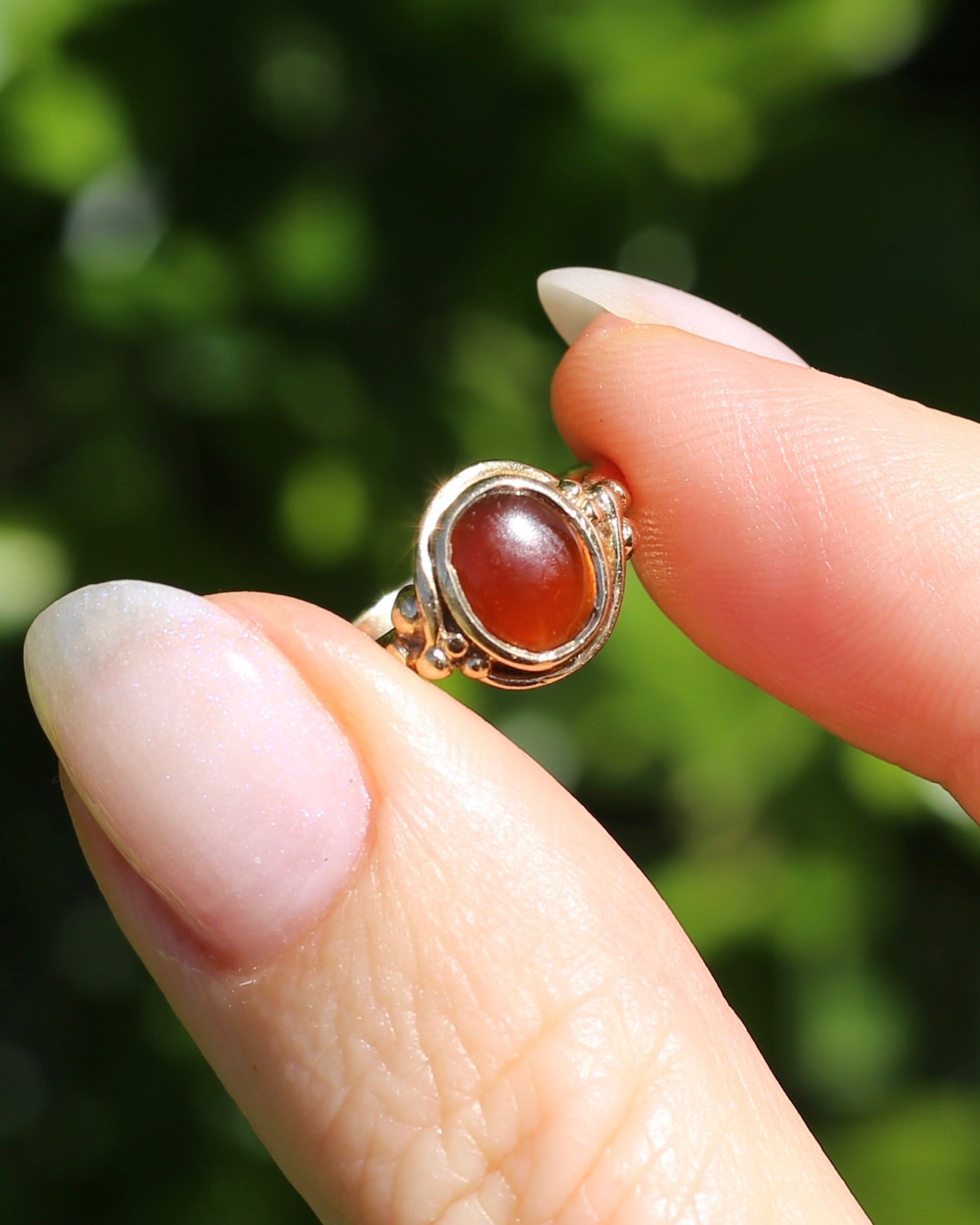 Bezel Set Carnelian Cabochon Signet Type Ring, 9ct Yellow Gold, size I1/2 or 4.5
