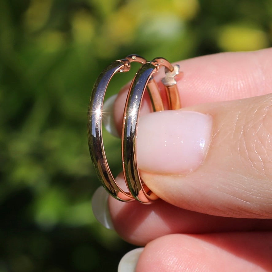 24mm Rose Gold Hoops, 9ct Rose Gold, 1.22g