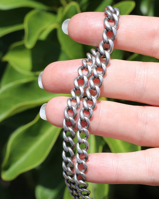 Vintique Uk Made Graduated Curb Sterling Silver Single Watch Chain with Albert Swivel, 34cm or 13.5 inches, 25.9g