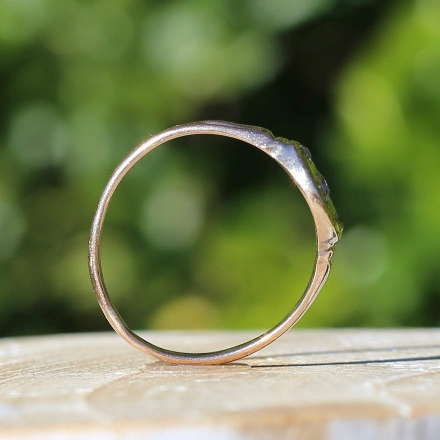 Early Australian Joseph Lawrence Signet Ring, Star Set with 5 Old Cut Diamonds, size T or 9.5