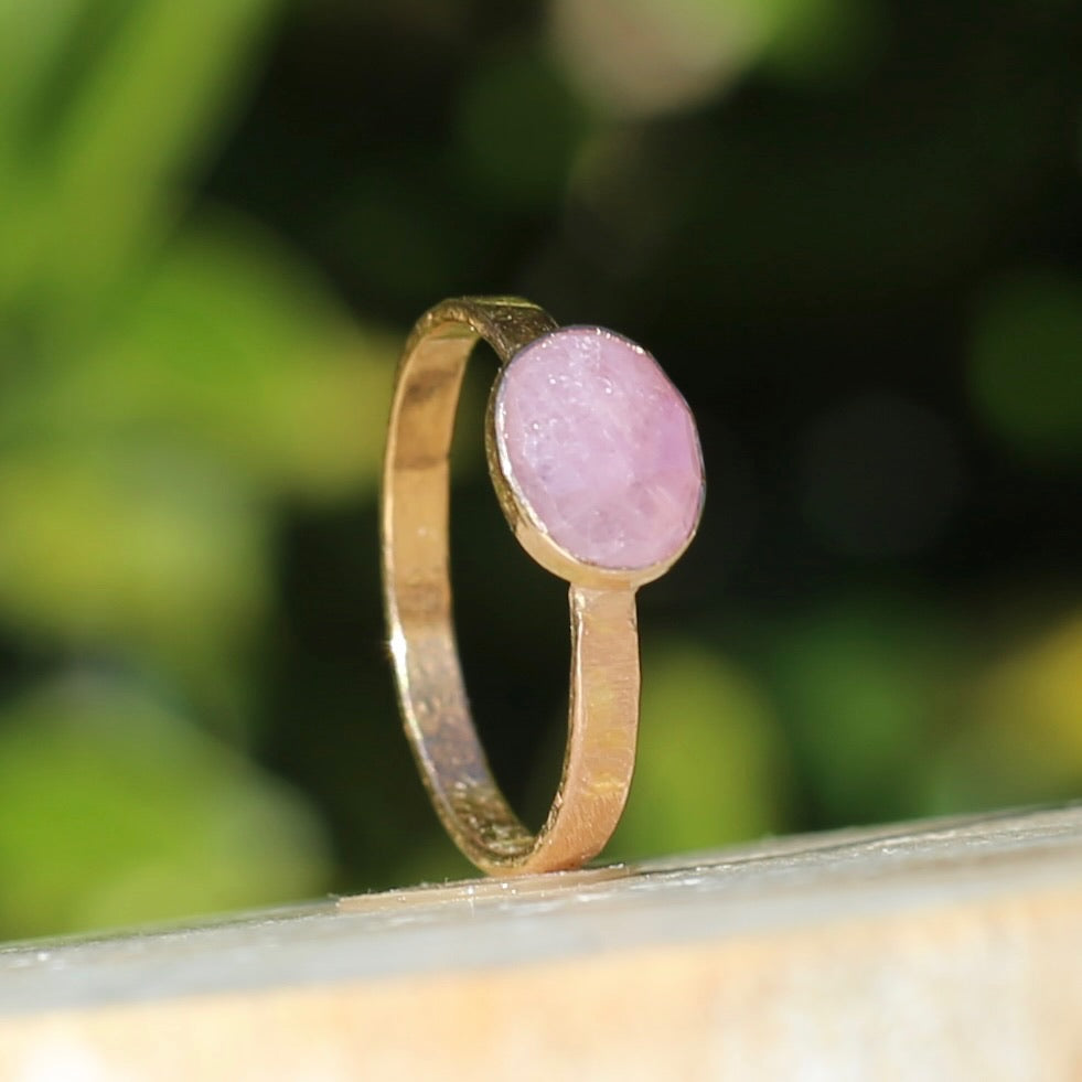 Rose Cut Pink Sapphire Ring, 14ct Rose Gold, size 6 or L1/2