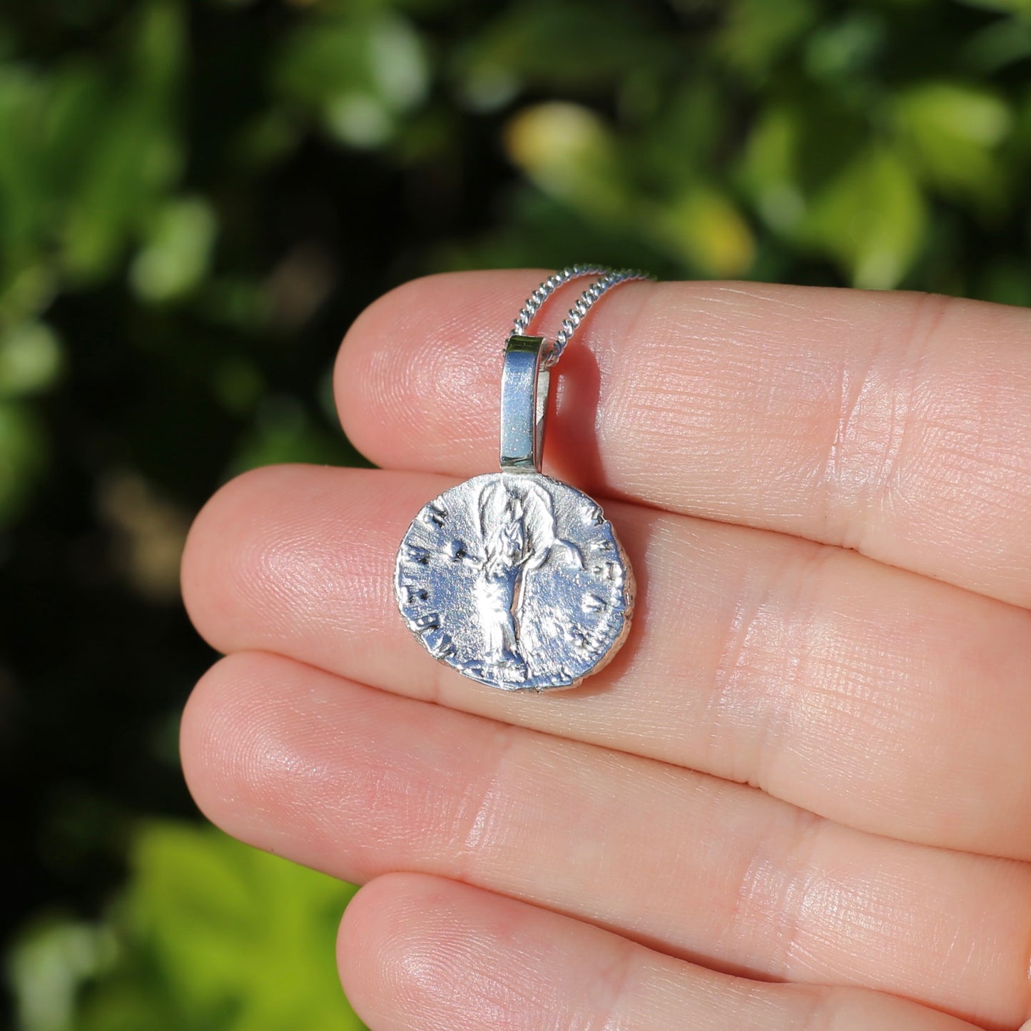 Eternity Pendant - Roman Goddess Aeternitas or Providentia, Cast From a 141-161AD Silver Denarius, avail in  Silver and Gold