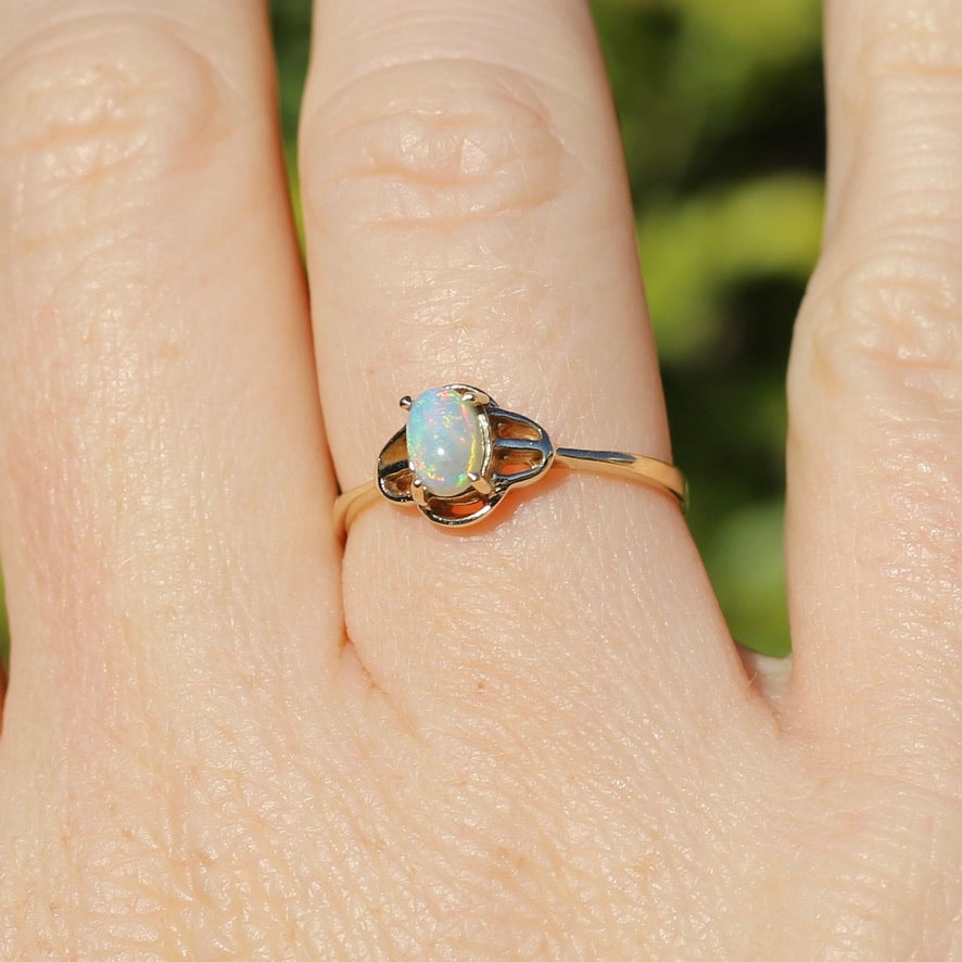 Vertical Oval White Opal Ring | 14K Gold and Sterling Silver | Size 7 –  Julia Paris Designs