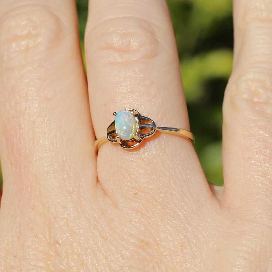 Gold opal ring hot sale with diamonds