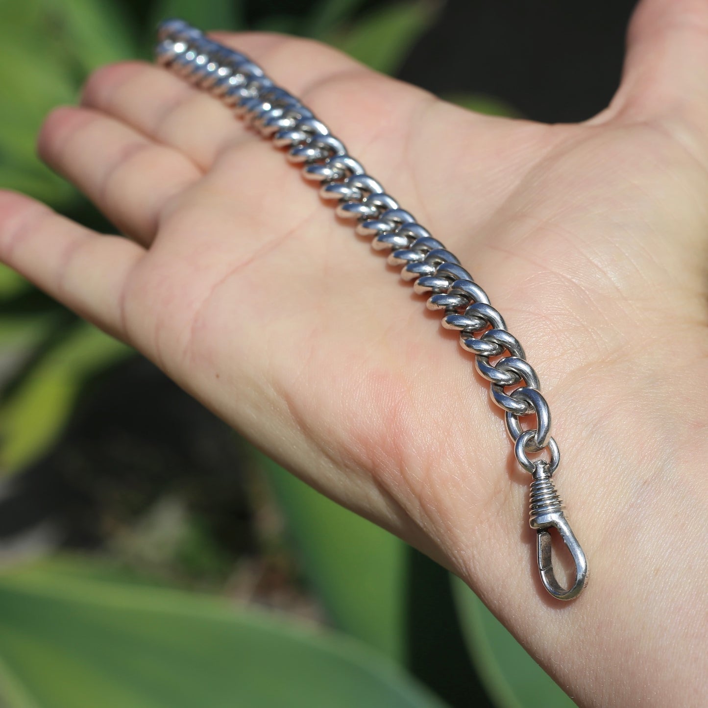 Vintage Silver Graduated Curb Chain Bracelet or Extender, 44.7g, 8 inches or just over 20cm