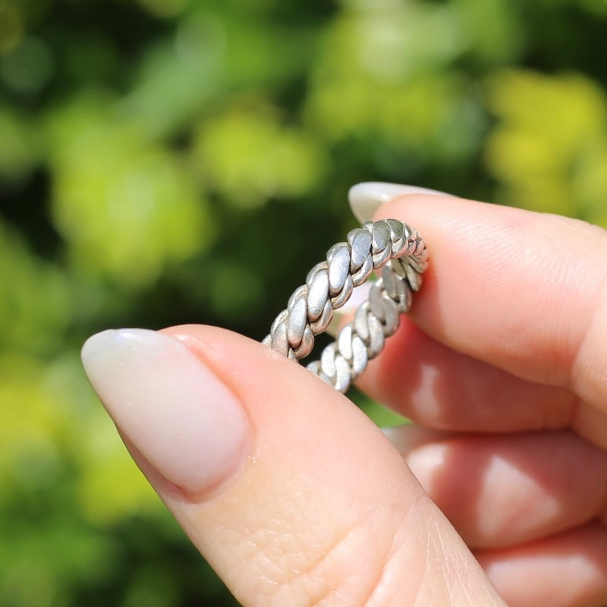 Rustic Silver Rope Ring, Sterling Silver, size R or 8.5