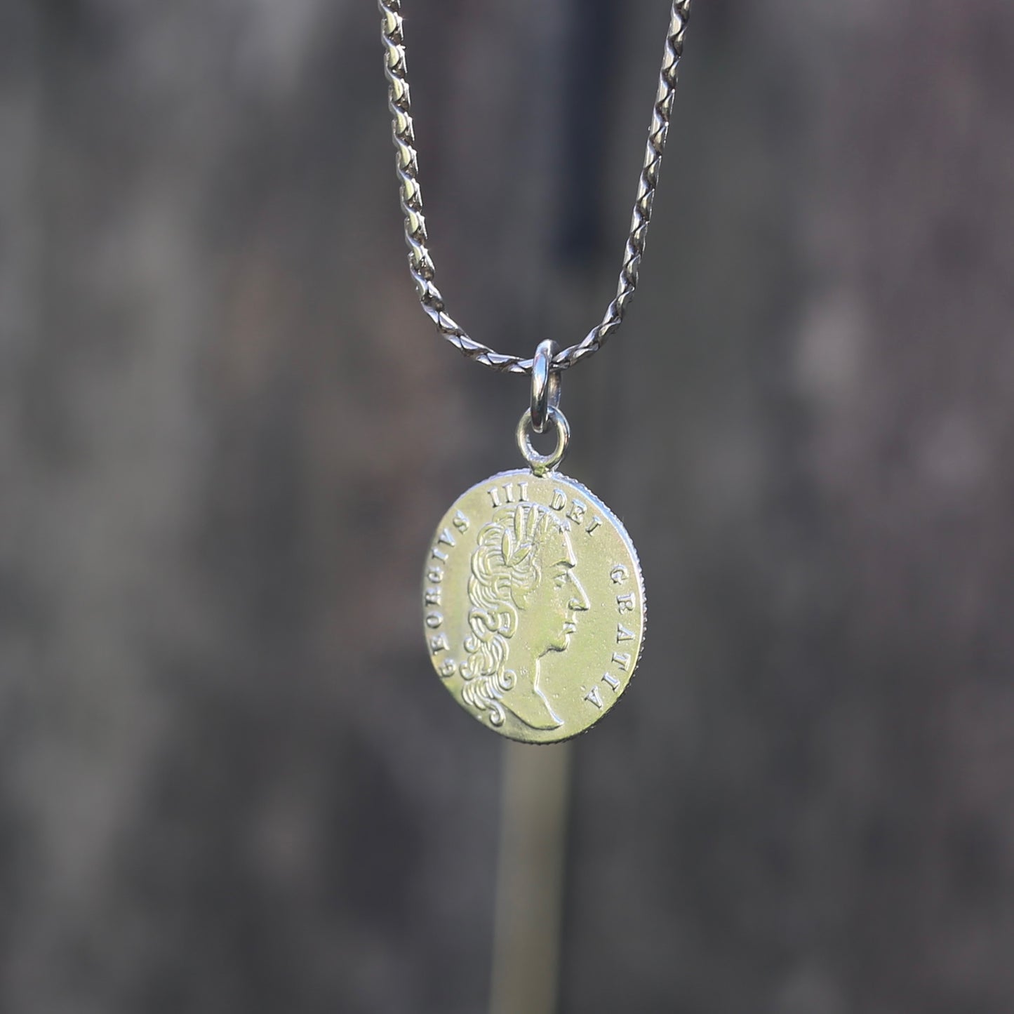 In Memory of the Good Old Days 1788 Gambling Token Pendant - King George III Reverse, Silver and 9ct Gold