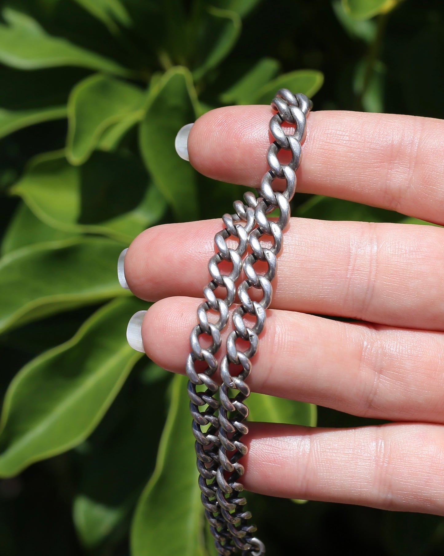 Vintique Uk Made Graduated Curb Sterling Silver Single Watch Chain with Albert Swivel, 34cm or 13.5 inches, 25.9g