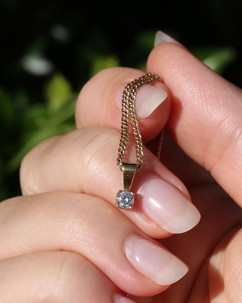 0.2ct Natural Diamond Claw Set Pendant, 18ct Yellow Gold, 0.48g