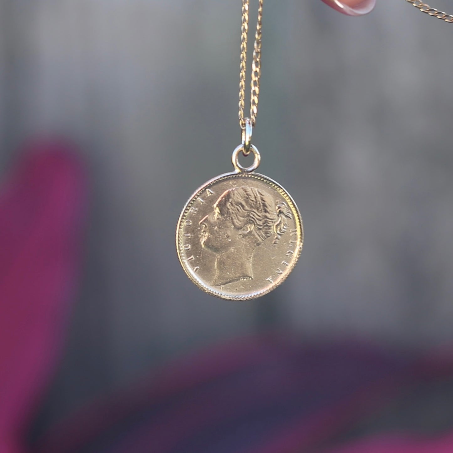 Keep Your Temper Gambling Token Pendant - Queen Victoria Reverse, Silver and 9ct Gold