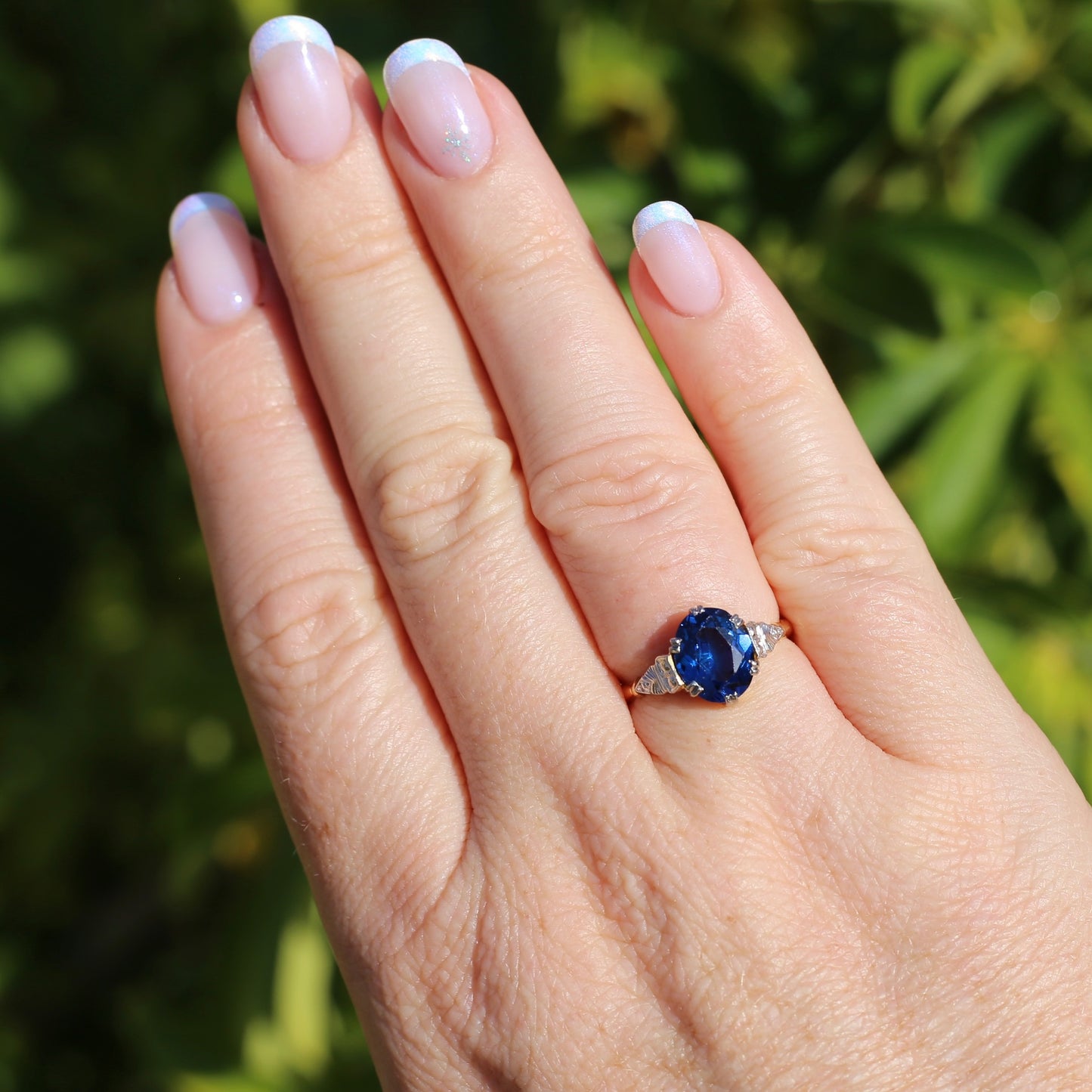 Early Australian Wendts Blue Spinel Ring, 18ct Gold & Platinum, size N or just smaller than 6.75