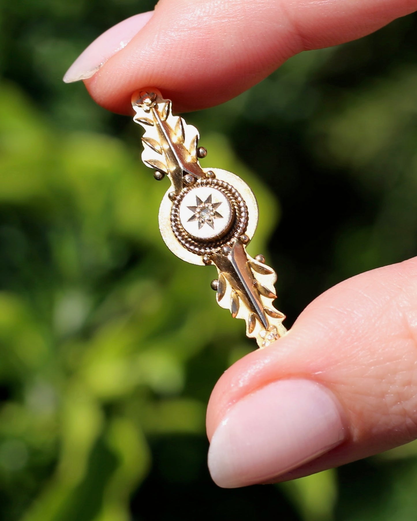 Antique 15ct Gold Brooch with Rose Cut Diamond, 15ct Rosey Gold, Silver Pin, 2.33g